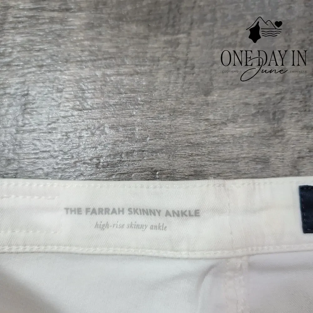 AG Adriano Goldschmied Farrah Skinny Ankle Jeans White Distressed NWT Size 4 (27